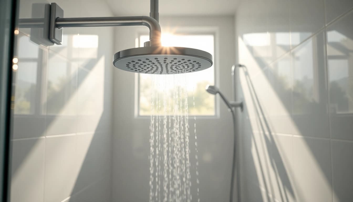Sunny Shower USA's elegant shower system enhances modern bathroom spaces with a serene atmosphere.