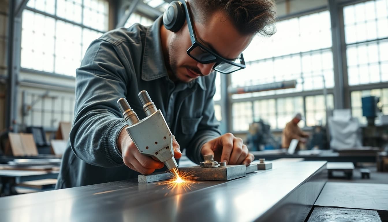 Crafting custom steel fabrication solutions with precision in a professional workshop.