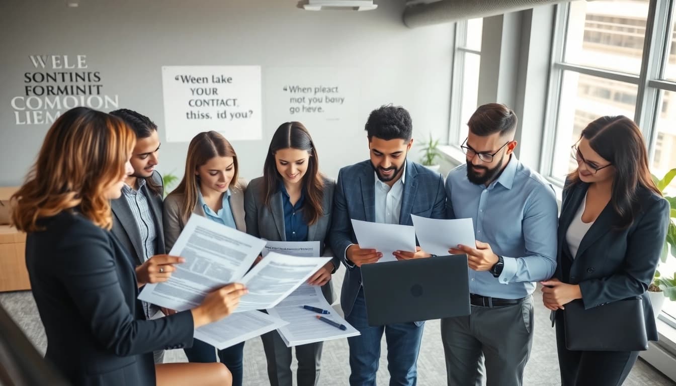 Enhance Contract Management processes with a team collaborating in a modern office.