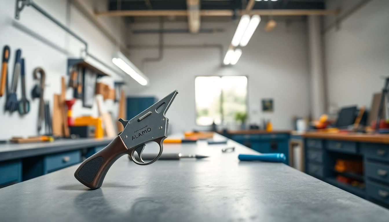 Enhance performance with the Alamo 15 trigger 3 position, showcased on a modern workbench.