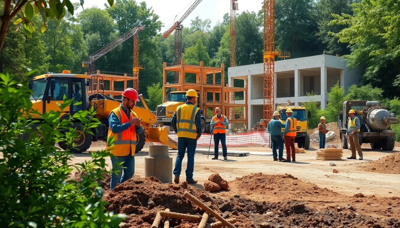 Explore recent Carolina construction news showcasing a vibrant construction site bustling with activity.