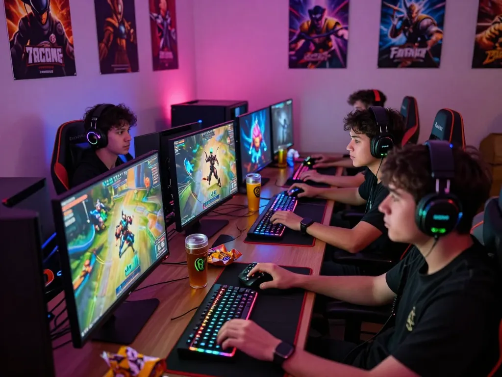 Exciting gamers immersed in a go88 online gaming session with vivid displays and ambient lighting.