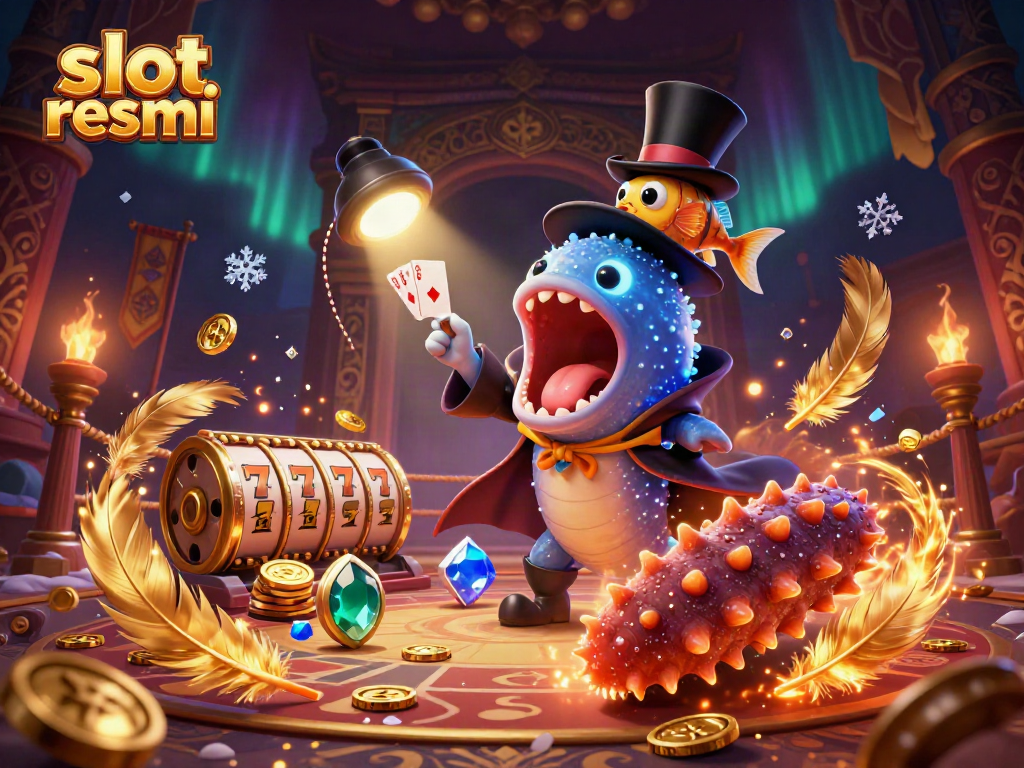 Play immersive slot resmi games with a vibrant 3D scene of underwater magicians entertaining bettors.