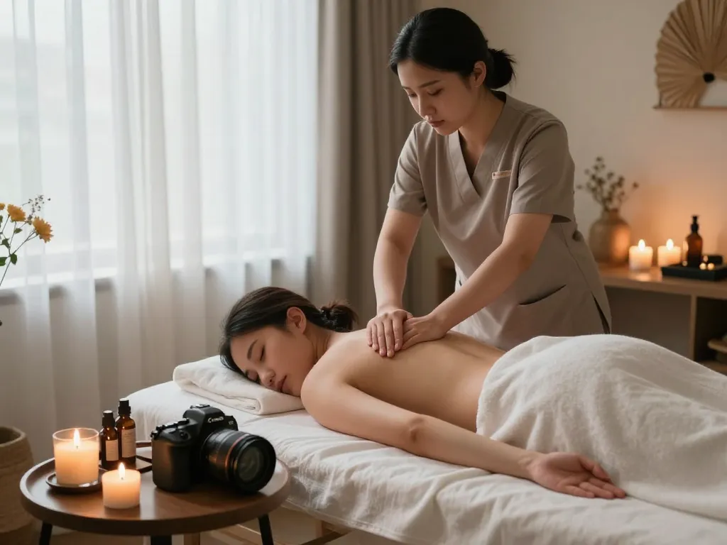 Relaxing Swedish massage experience in a serene spa setting highlighting 잠실스웨디시.