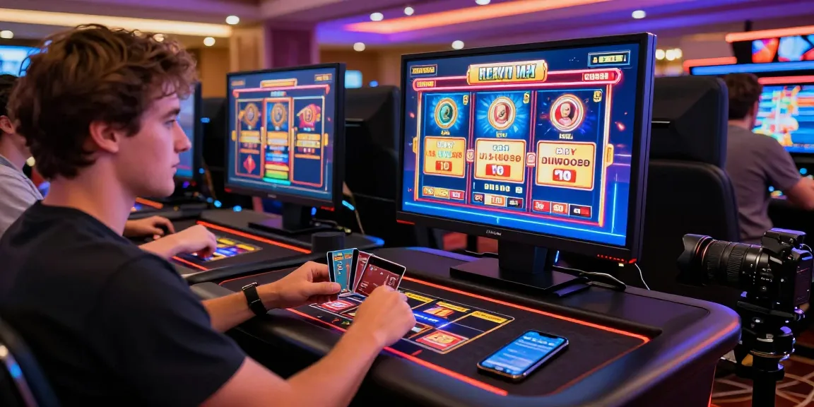 Engaged player at spinysoft.co.uk enjoying credit card casino games with vibrant atmosphere.