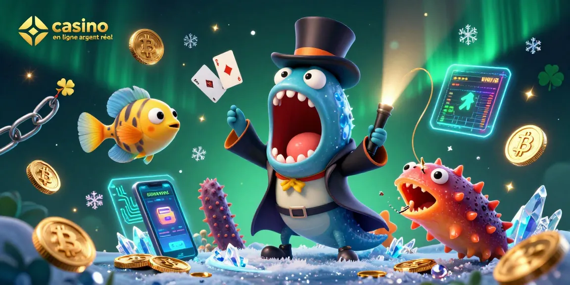Admirez la magie du casino en ligne argent réel avec des personnages marins fascinants et des éléments crypto brillants.