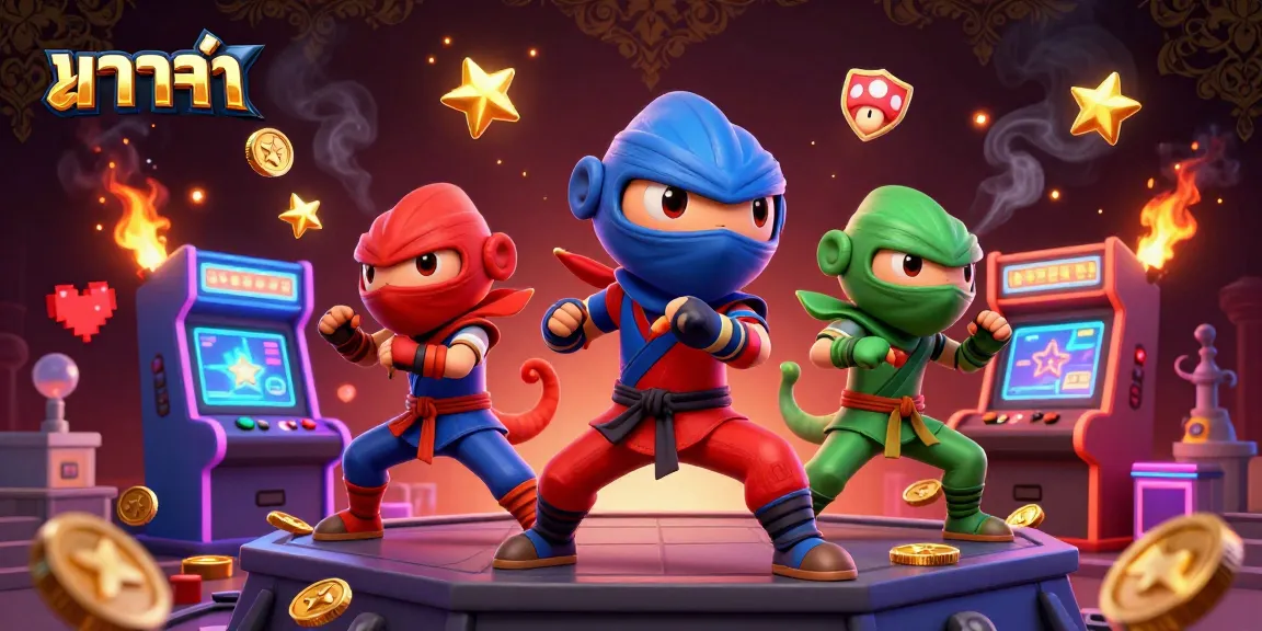 Experience the thrill of บาคาร่า with dynamic chameleon ninjas battling amid vibrant casino elements.