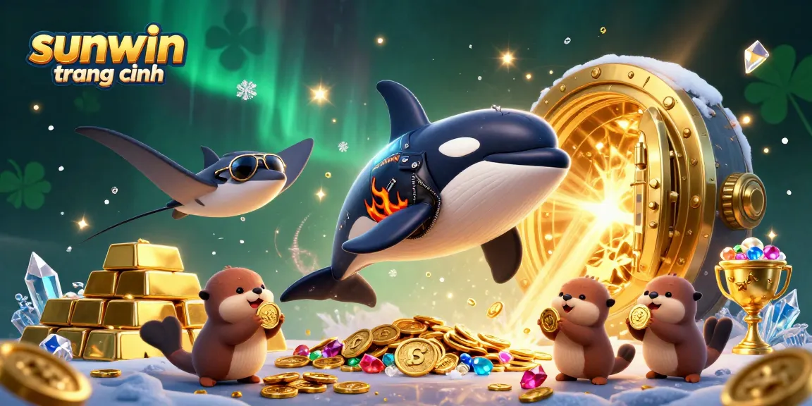 Experience the excitement of sunwin trang chính, a vibrant casino adventure featuring an orca, stingray, and otters sharing treasures.