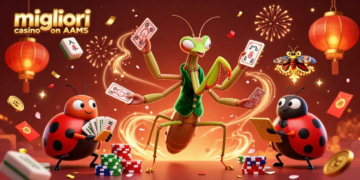 Scopri i migliori casino non AAMS mentre giochi con un camaleonte gigante che distribuisce carte e champagne.