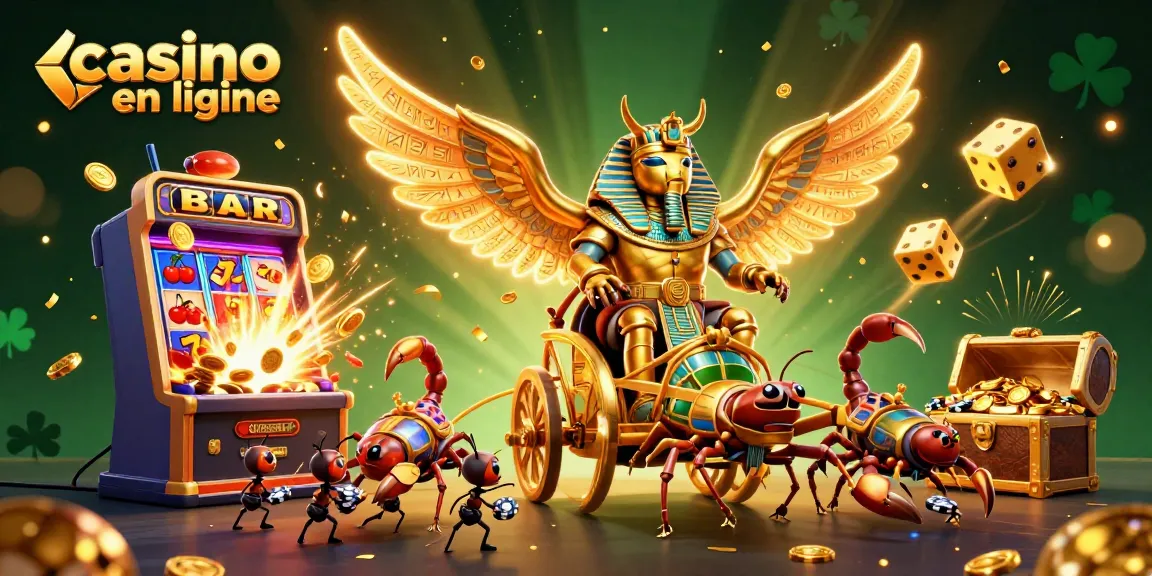 Gagnez avec les jeux de casino en ligne grâce à une scène immersive de jackpots et personnages animés.