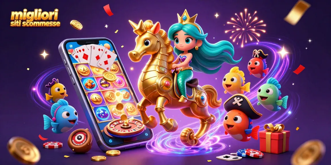 Gioca ai migliori siti scommesse con la principessa sirena e il cavalluccio marino d'oro.