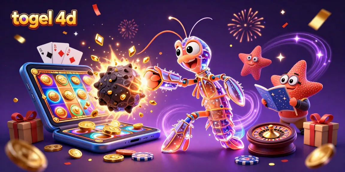 Experience thrilling togel 4d action with a colorful scene of vibrant slot games and dynamic characters.