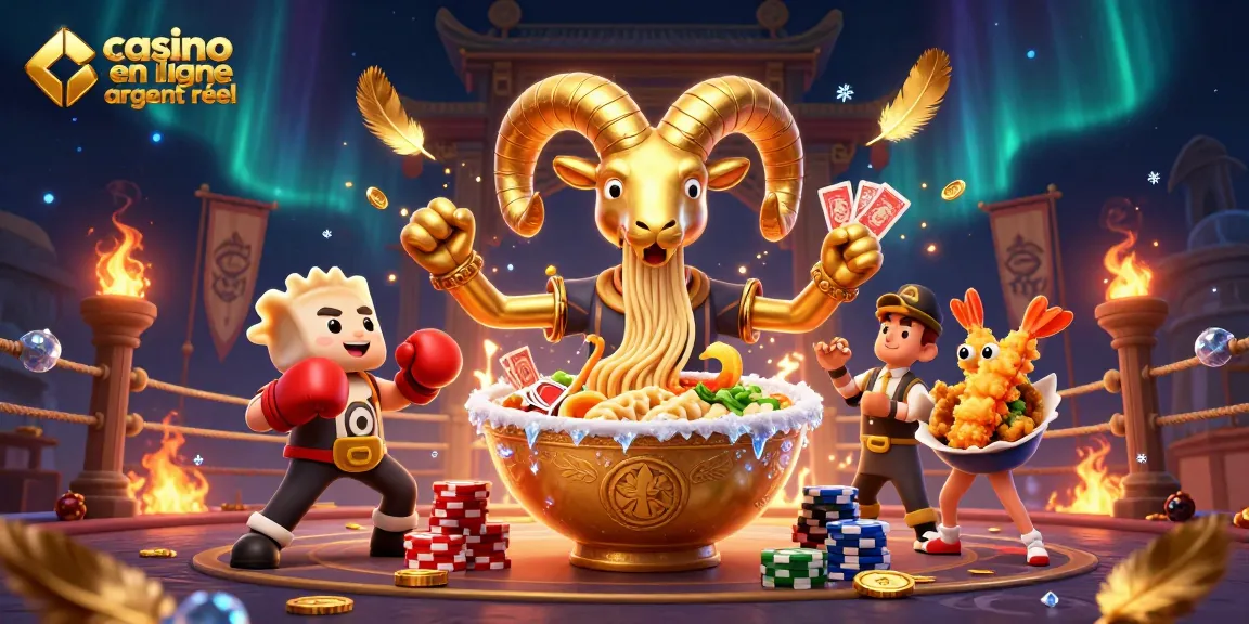 Jouez au casino en ligne argent réel avec une scène animée présentant des personnages de jeux colorés.