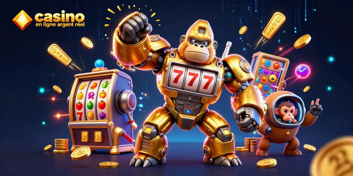 Déchaînez votre chance avec cette scène dynamique illustrant le casino en ligne argent réel.