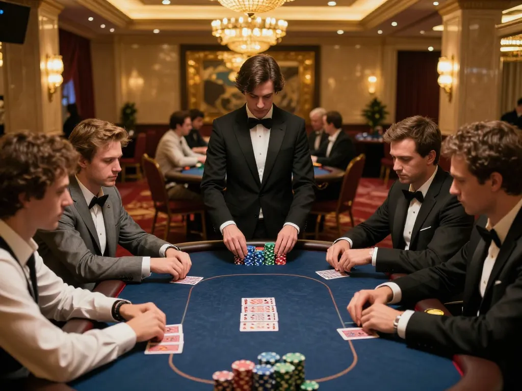 B52 poker game with players focusing on strategy while managing their chips