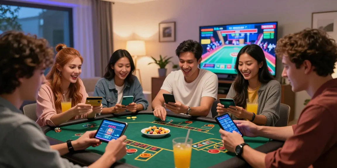 Friends engaged in online gaming with credit cards at https://alsbury.co.uk/, enjoying casino apps and snacks.