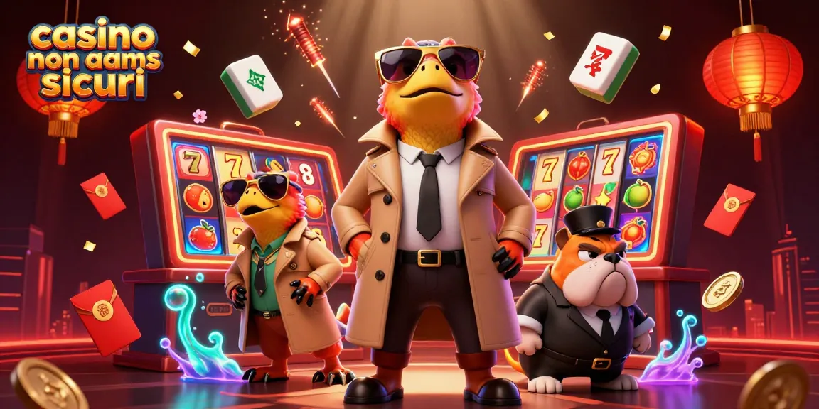Gioca ai casinò non AAMS sicuri con sicurezza e premi, in un'illustrazione vibrante e colorata.