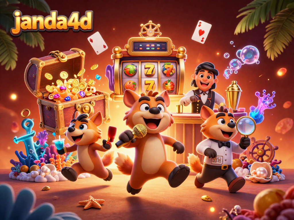 Mainkan slot seru di janda4d dengan ilustrasi 3D kartun hewan di kasino komedi