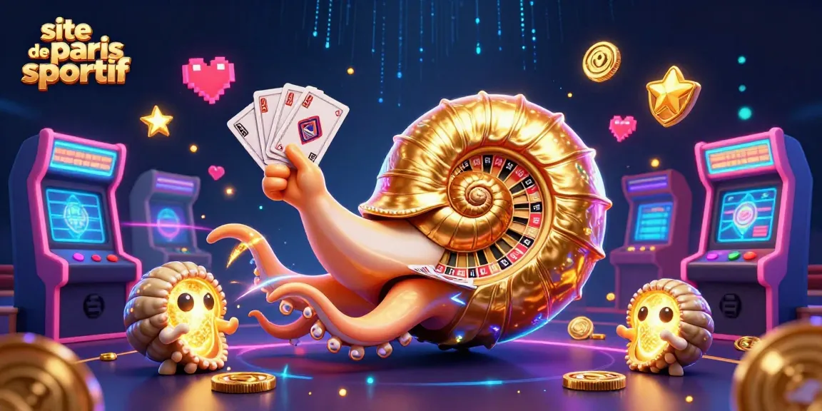 Pariez en toute sécurité sur le site de paris sportif avec un nautilus géant, des jeux colorés et des éclairs d'énergie.