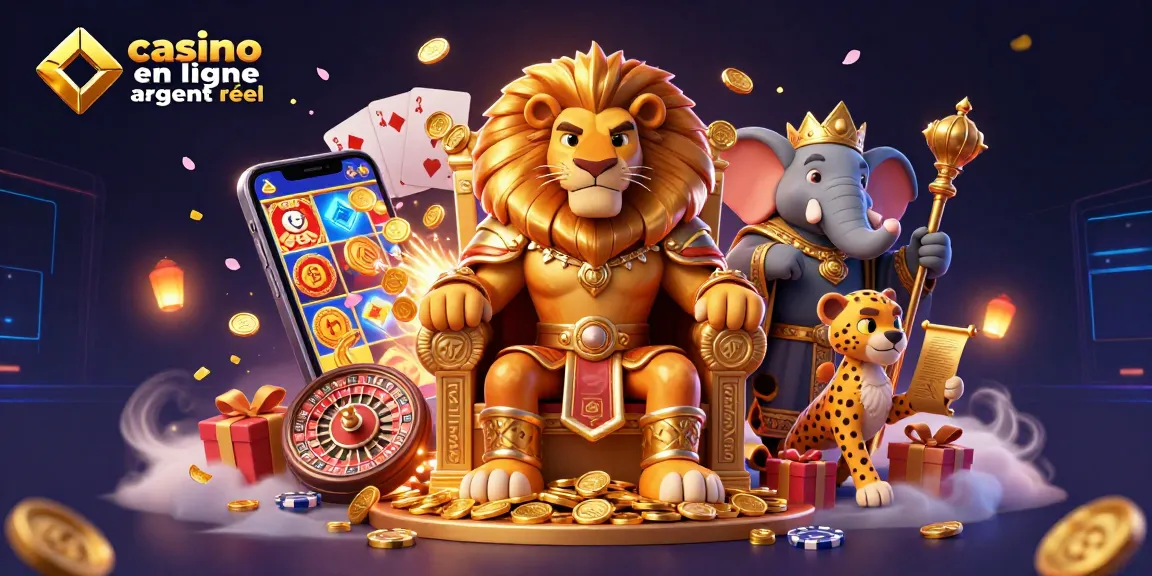 Retrouvez l’univers captivant du casino en ligne argent réel avec cette illustration dynamique remplie d'action.