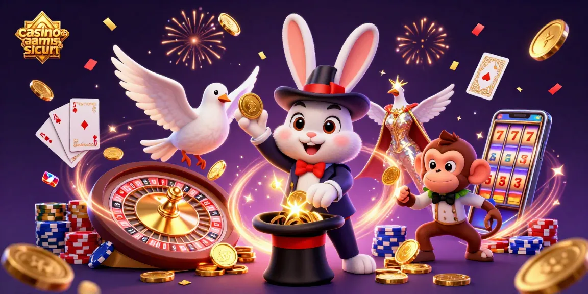 Vinci nel casino non AAMS sicuri, mentre un coniglio magico estrae monete d'oro e divertimento!