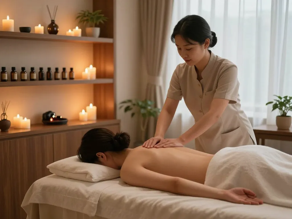 Relaxing Swedish massage session highlighting 신사동마사지 in a tranquil spa environment.