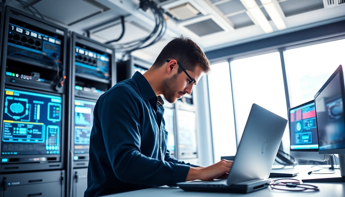 Tech expert providing managed IT services Lakeland in a modern office.