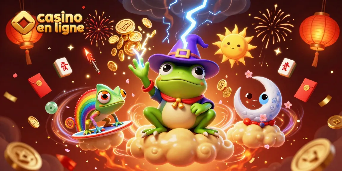 Plongez dans l'univers du casino en ligne avec une scène scintillante de pièces d'or et de personnages fantastiques.