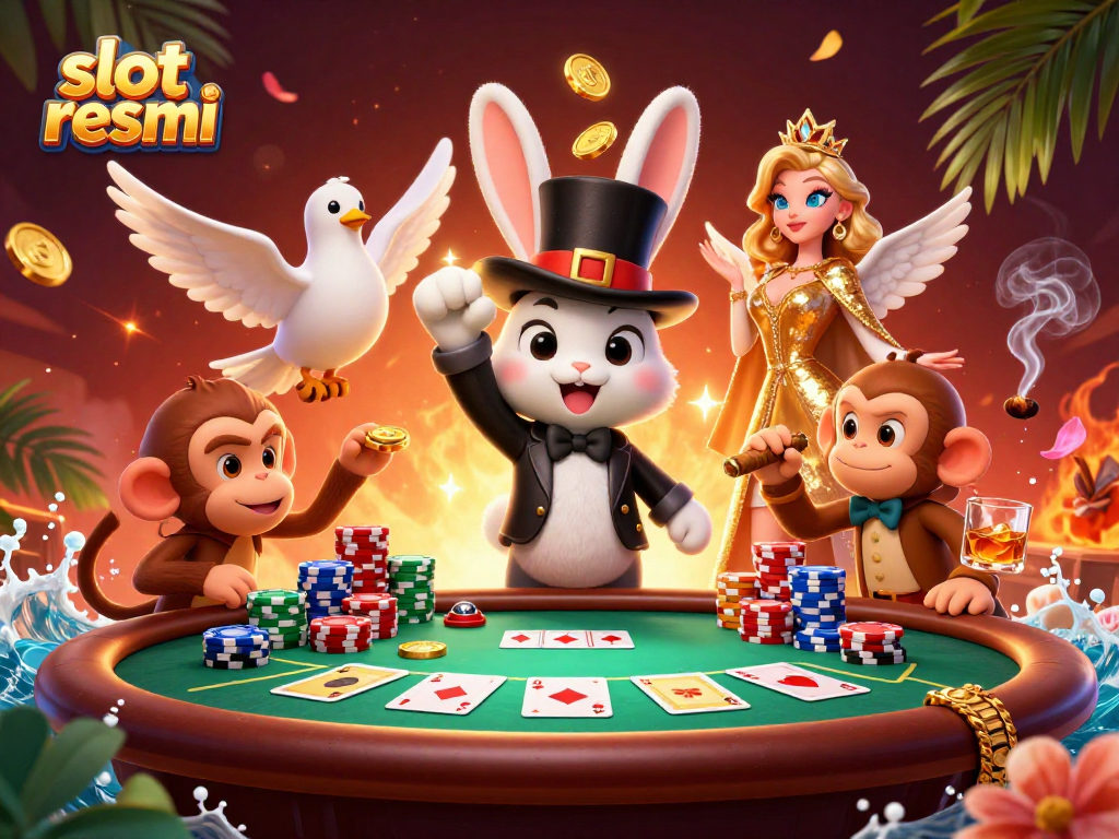 Engage in thrilling gameplay with slot resmi featuring a magical rabbit, glamorous dove, and a playful monkey.