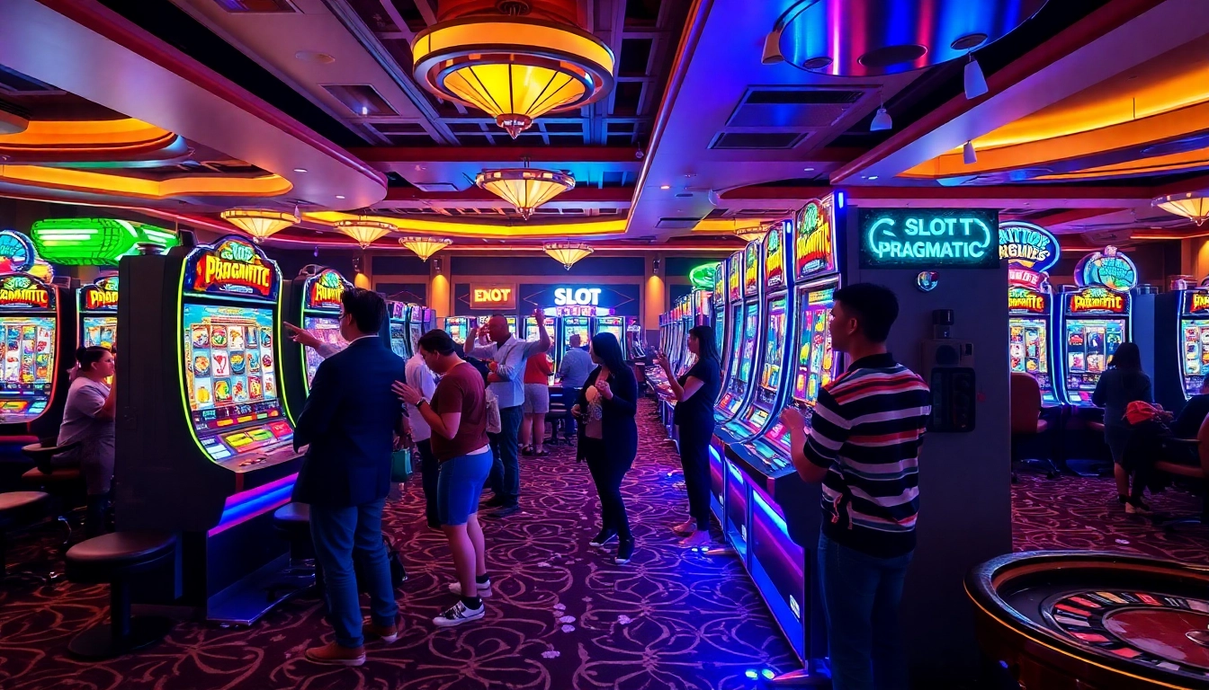 Players engaging with the exciting slot pragmatic game in a vibrant casino atmosphere.