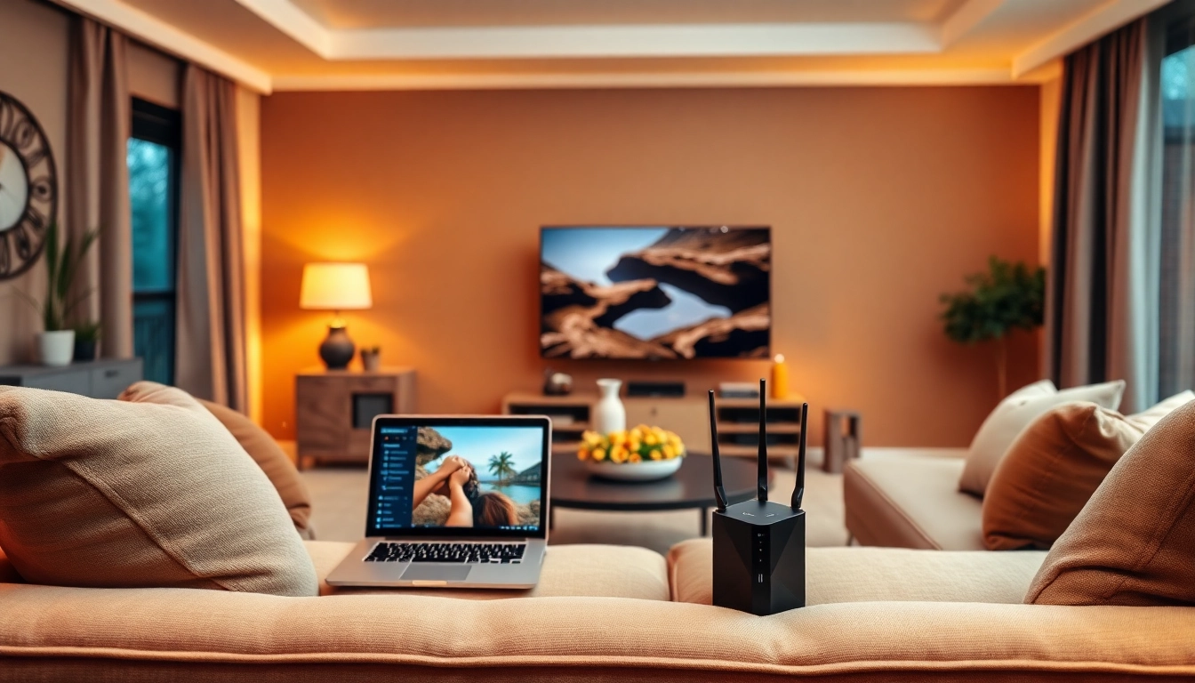Suisse IPTV streaming setup with smart TV and cozy living room ambiance.