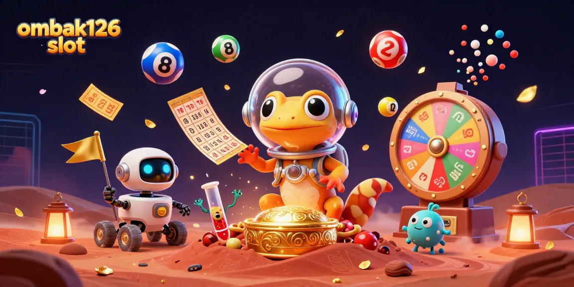 Engage with ombak126 slot in an exciting Martian casino setting featuring vibrant game elements.