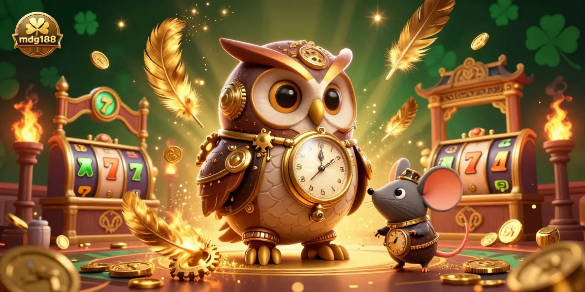 Engage with the thrilling mdg188 online casino experience, featuring steampunk characters amidst dynamic slot games.