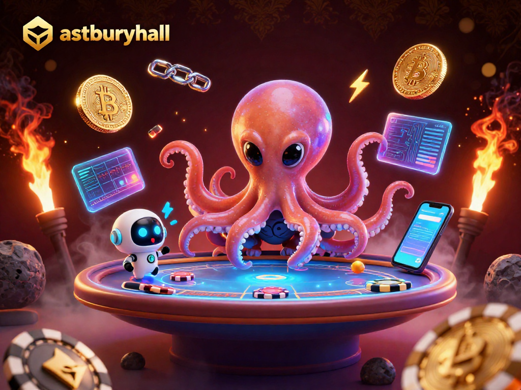 Engage with astburyhall while exploring cosmic poker with an alien octopus and robot in a vibrant casino
