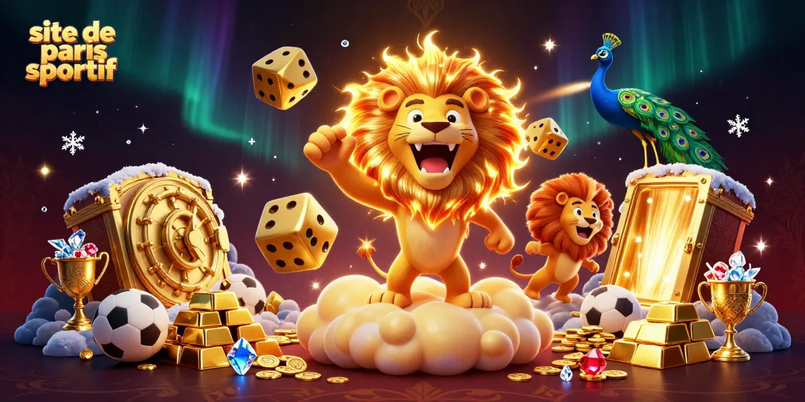 Visualisez le site de paris sportif avec des personnages animés, des trophées et des éléments de paris.