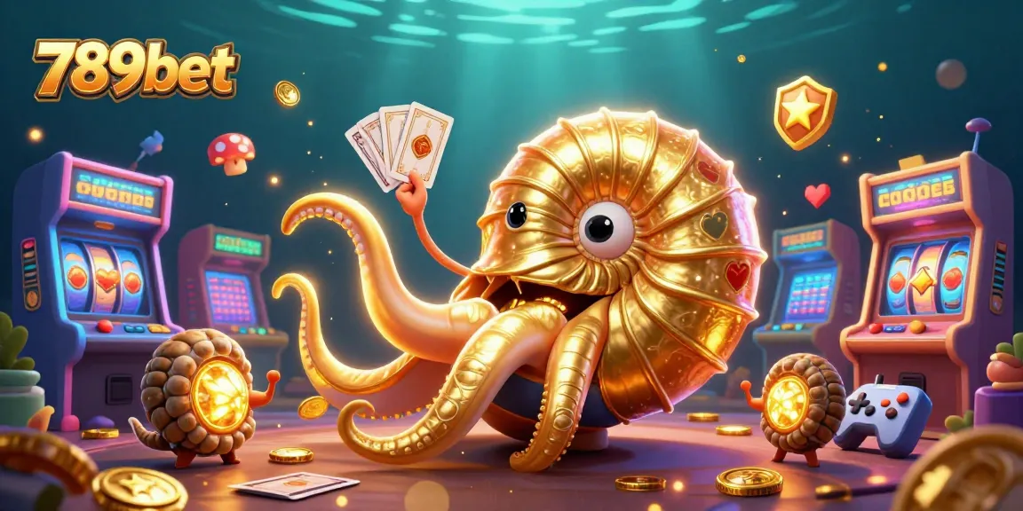 Play exciting games at 789bet with a vibrant scene featuring a giant nautilus and casino elements.