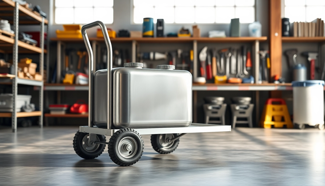 Refueling with a high-quality Fuel Caddy designed for convenience and safety in the workshop.