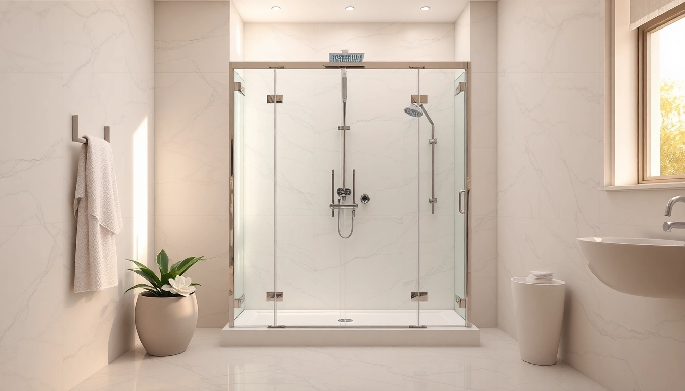 Experience the beauty of elegant showers Australia in a luxurious marble bathroom setting.