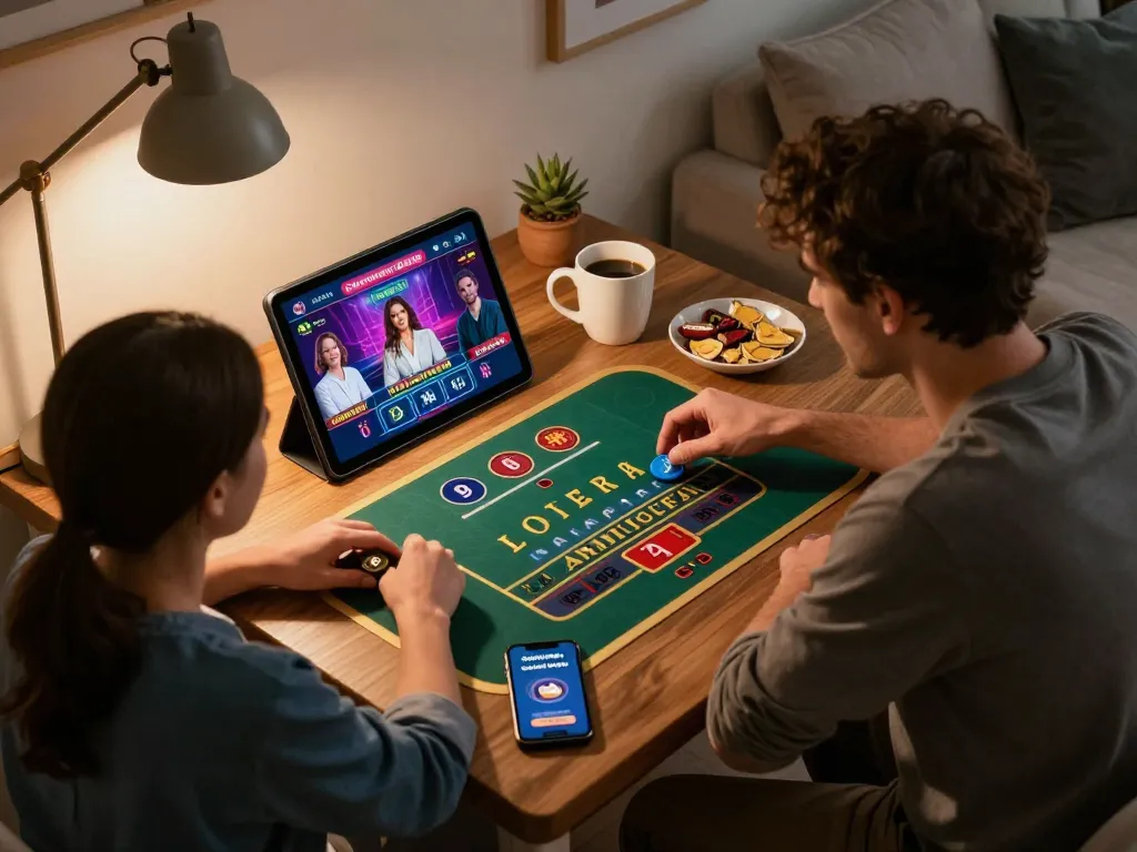 Enjoying sunwinapk live dealer games on a tablet in a cozy home setting with snacks.