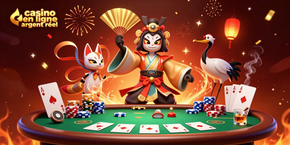 Découvrez une illustration dynamique d'un casino en ligne argent réel avec des personnages captivants.