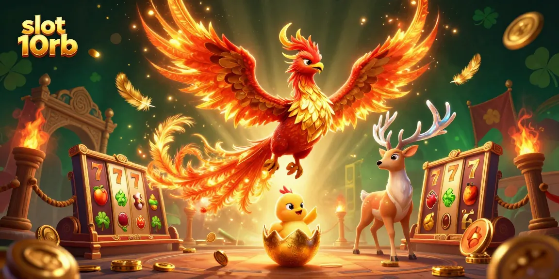 Engage with slot 10rb by exploring vibrant 3D casino elements featuring phoenixes and jackpots.