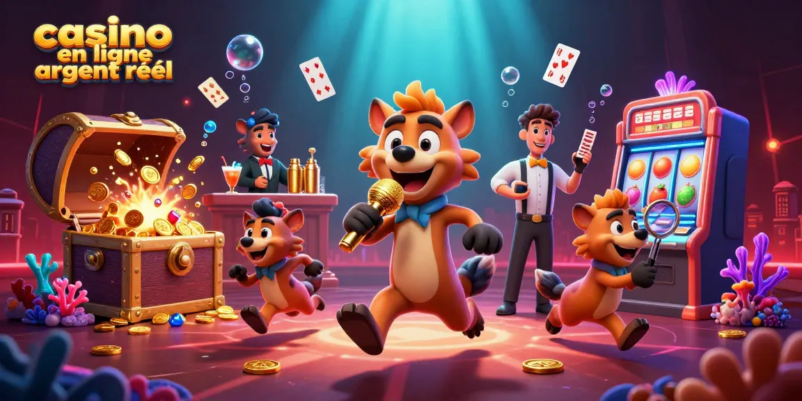 Profitez d'une scène dynamique de casino en ligne argent réel avec des hyènes humoristiques en action.
