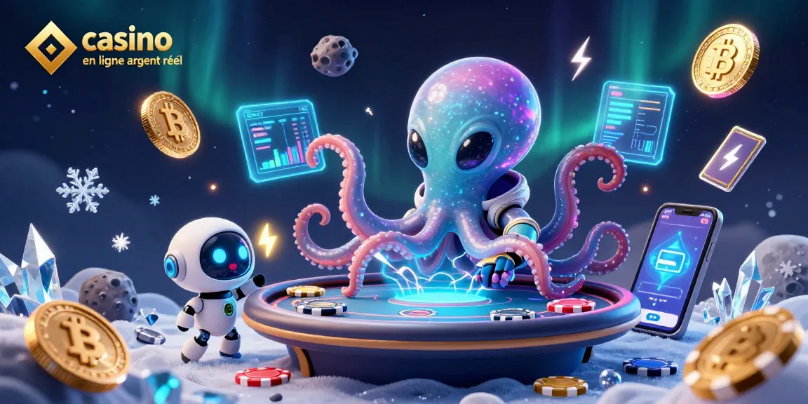 Jouer au casino en ligne argent réel avec un octopus extraterrestre dans un décor futuriste animé.