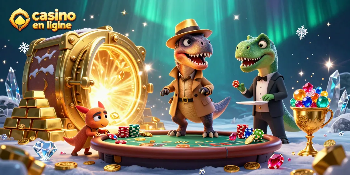 Jouez à casino en ligne avec un velociraptor au blackjack entouré de trésors scintillants.