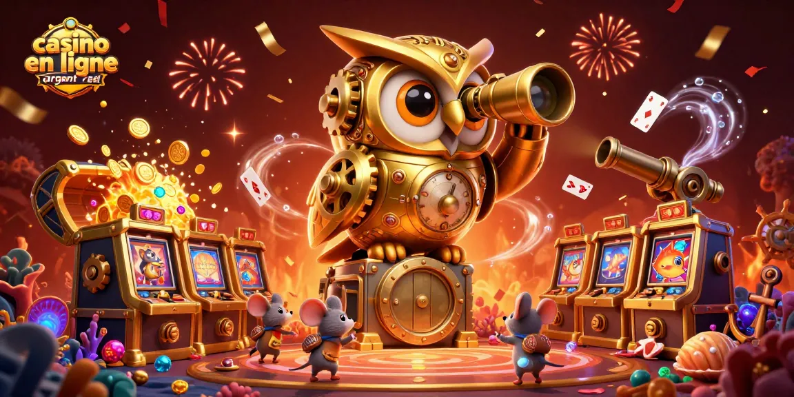 Machines à sous et jeu en direct au casino en ligne argent réel, illustration animée dynamique.