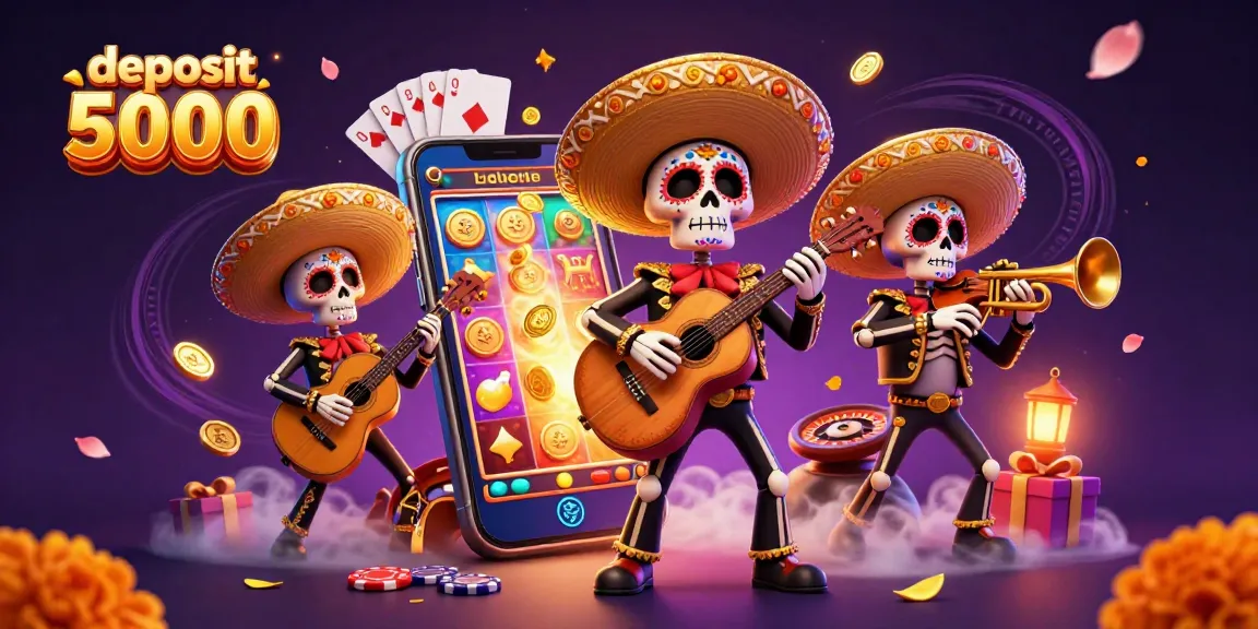 Engage in thrilling gameplay with deposit 5000 opportunities, showcasing vibrant slot games and mariachi characters.