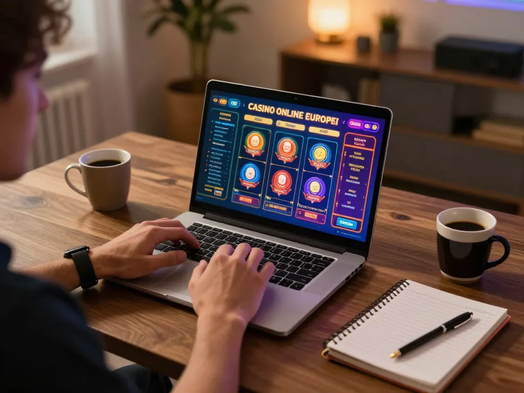 Engaging in online gaming for migliori casino online europei with colorful displays and strategy notebooks.