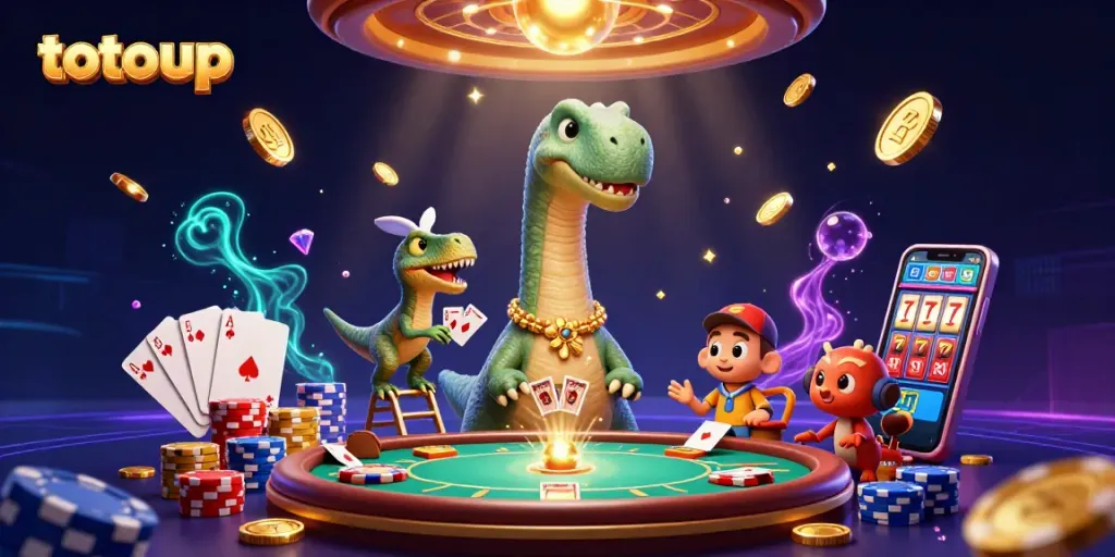 Experience thrilling gameplay as totoup dominates the casino with vibrant 3D animations and casino elements.