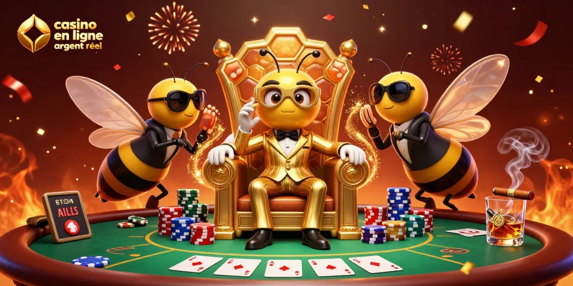 Illustration 3D de jeu de poker avec casino en ligne argent réel et personnages animés.