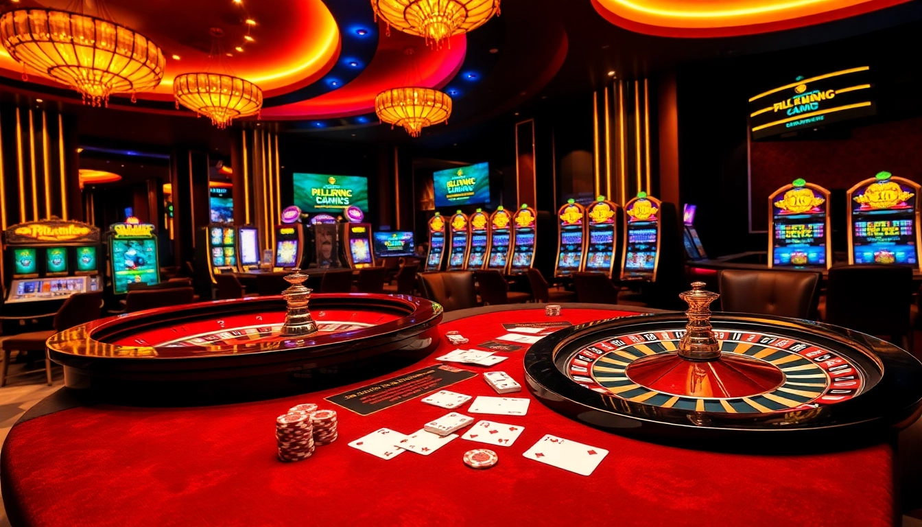 Experience thrilling gameplay at KJC featuring poker chips and a vibrant casino atmosphere.